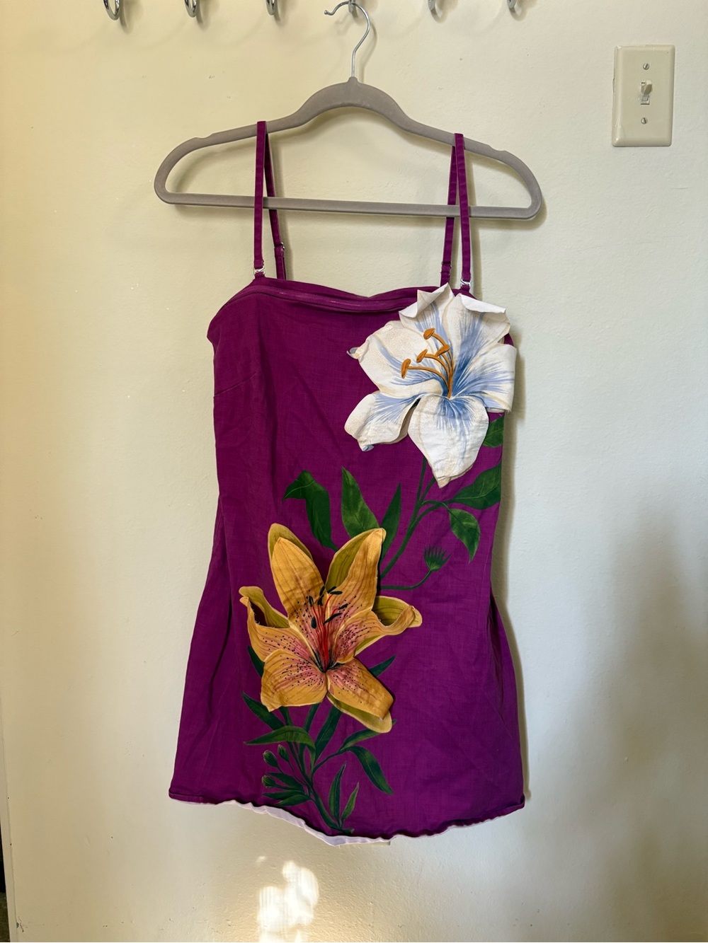 Anthropologie Magenta Floral Slip Dress